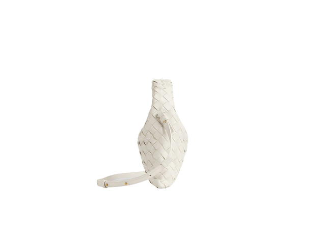 Bottega Veneta Bottega Veneta Mini Hop In Calfskin Leather With Brass Finish Hardware White - view 2