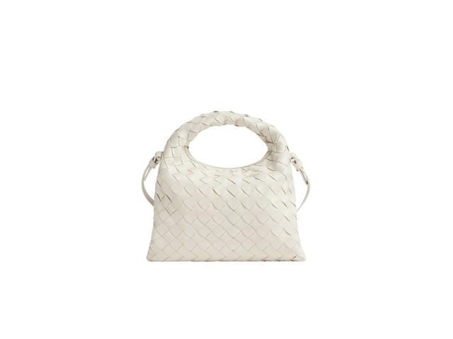 Bottega Veneta Bottega Veneta Mini Hop In Calfskin Leather With Brass Finish Hardware White - view 4