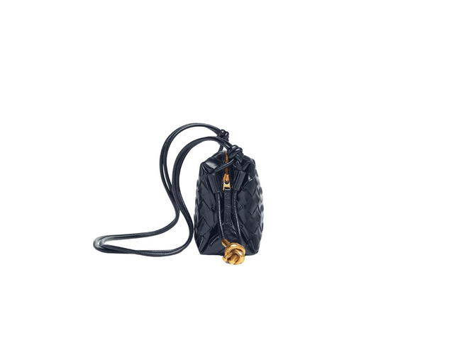 Bottega Veneta Bottega Veneta Mini Loop Camera Bag In Patent Calfskin Leather With Brass Finish Hardware Space - view 2