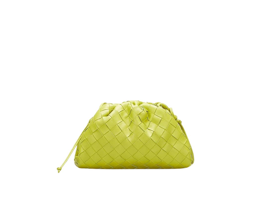 Bottega Veneta Bottega Veneta Mini Pouch Intrecciato Leather Clutch With Strap Lime Green