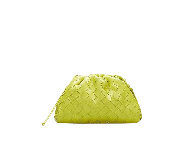 Bottega Veneta Bottega Veneta Mini Pouch Intrecciato Leather Clutch With Strap Lime Green - view 1