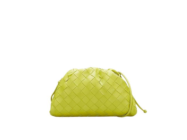 Bottega Veneta Bottega Veneta Mini Pouch Intrecciato Leather Clutch With Strap Lime Green - view 2