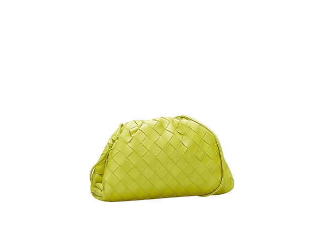 Bottega Veneta Bottega Veneta Mini Pouch Intrecciato Leather Clutch With Strap Lime Green - view 3