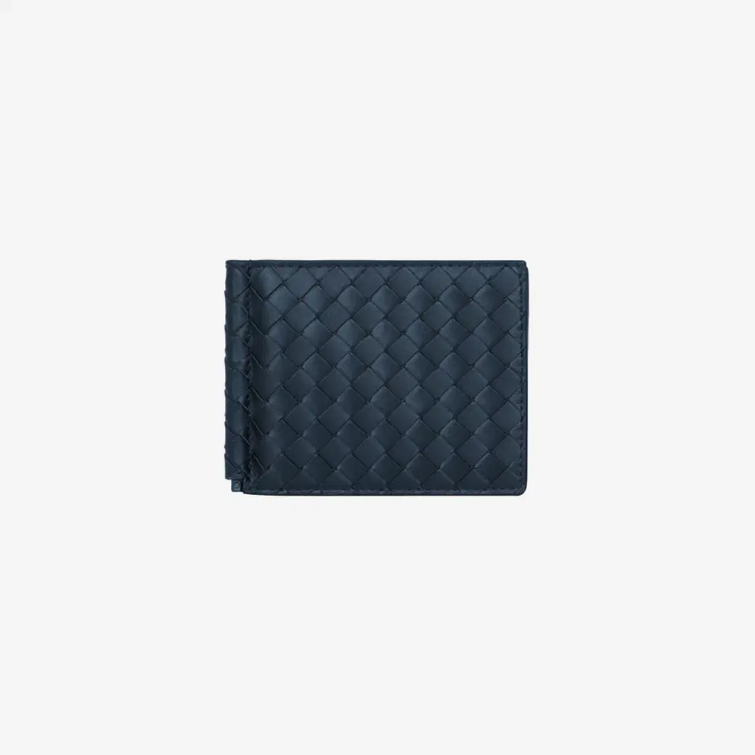 Bottega Veneta Bottega Veneta Money Clip Bi-Fold Wallet Navy