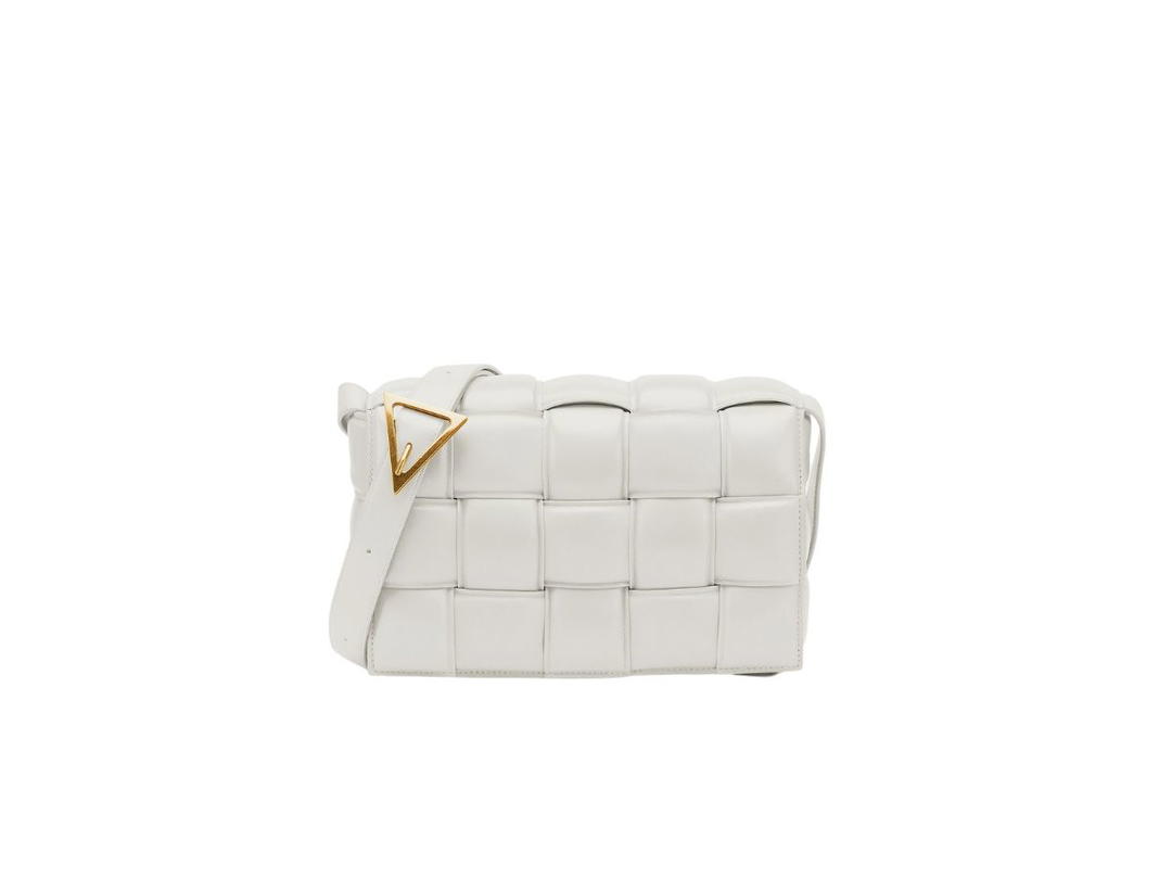 Bottega Veneta Bottega Veneta Padded Cassette In Intreccio Lambskin Leather With Gold Finish Hardware Chalk