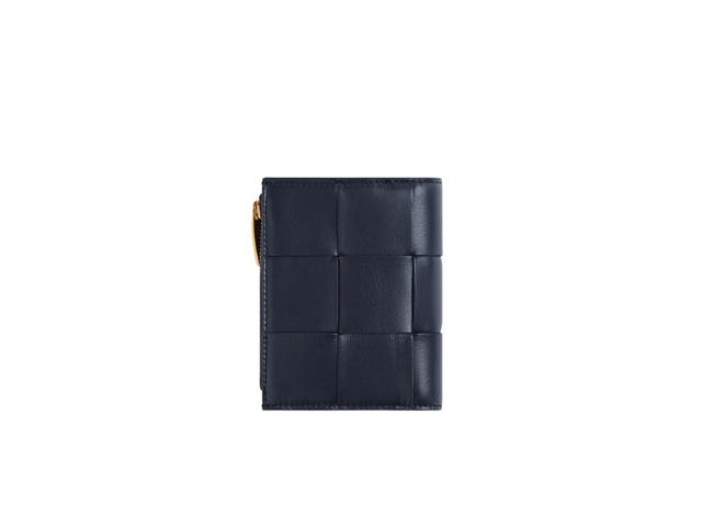 Bottega Veneta Bottega Veneta Small Cassette Bi-Fold Zip Wallet In Calfskin Intreccio Leather With Gold Finish Space - view 2