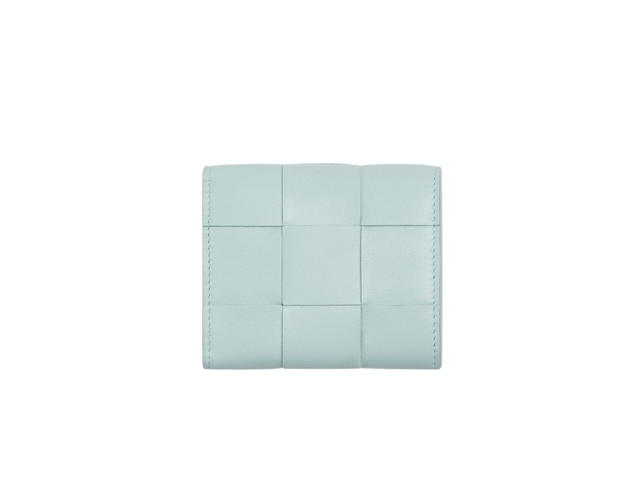 Bottega Veneta Bottega Veneta Small Cassette Tri-Fold Zip Wallet In Lambskin With Gold Finish Hardware Teal Washed - view 3