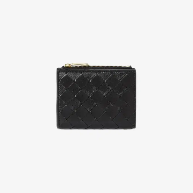 Bottega Veneta Bottega Veneta Small Intrecciato Bi-Fold Zip Wallet Black - view 1