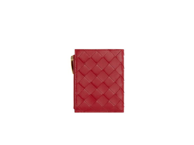 Bottega Veneta Bottega Veneta Small Intrecciato Bi-Fold Zip Wallet In Lambskin With Gold Finish Hardware Six Card Slots Apple Candy - view 3