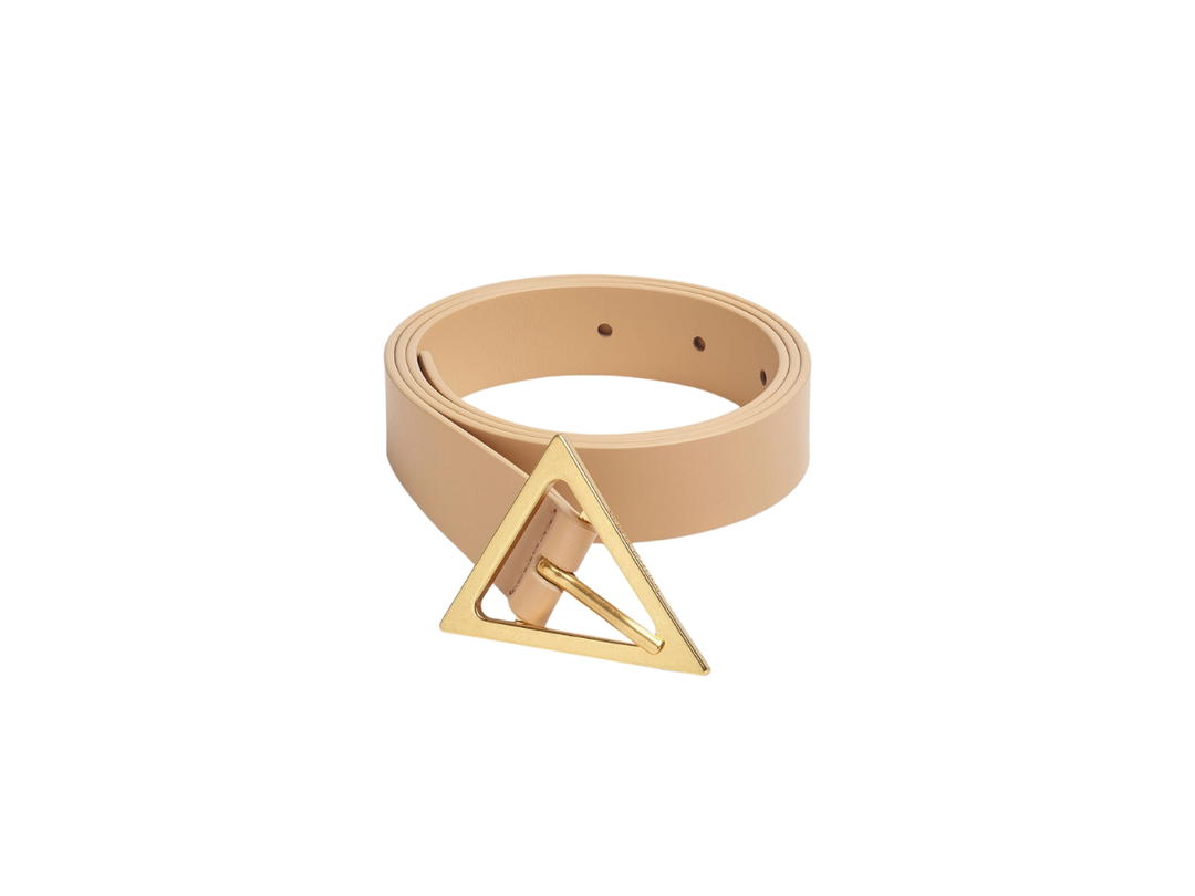 Bottega Veneta Bottega Veneta Triangle Belt In Leather With Gold Finish Hardware Almond
