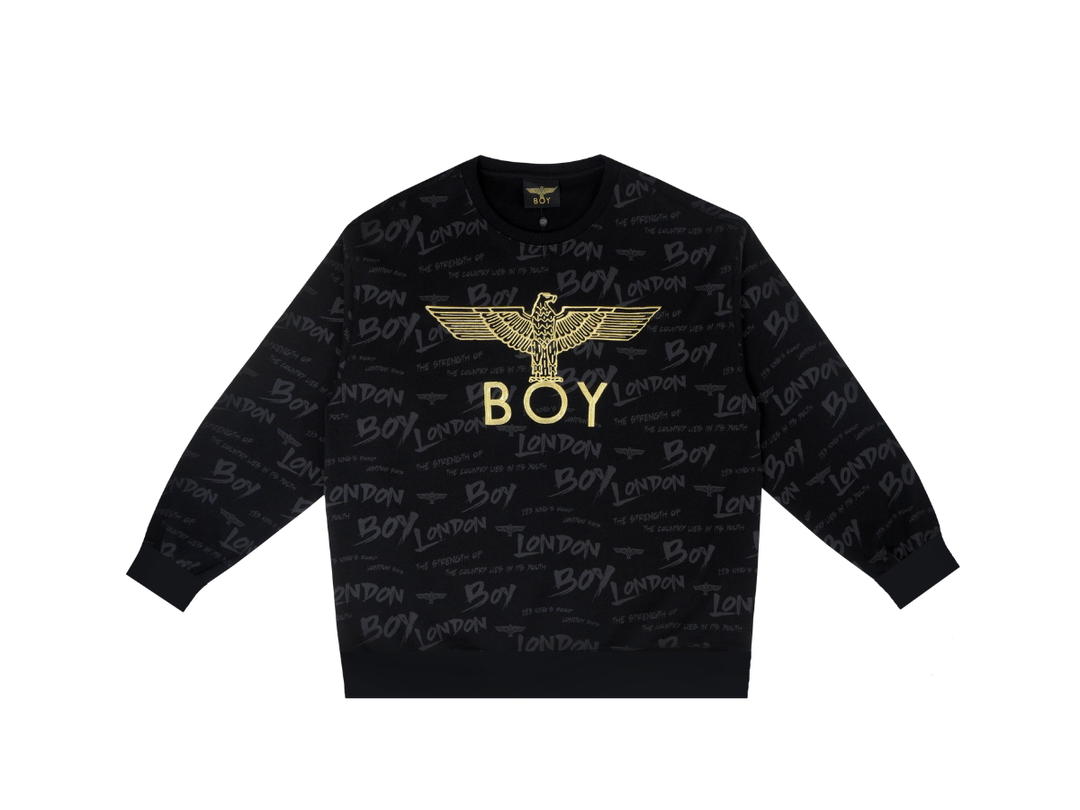 Boy London Boy London Boy Grey Text Repeat Black