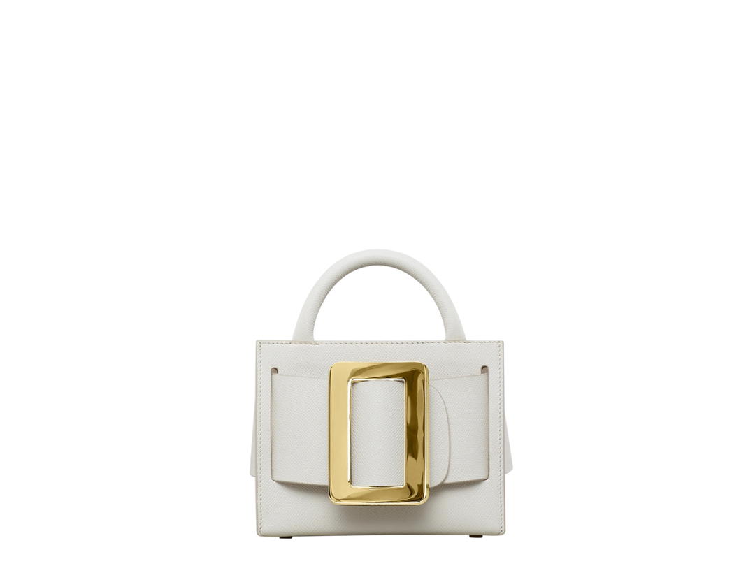 Boyy Boyy Bobby 18 In Grained Calfskin Leather With Epsom Metallic Gold Buckle Blanco