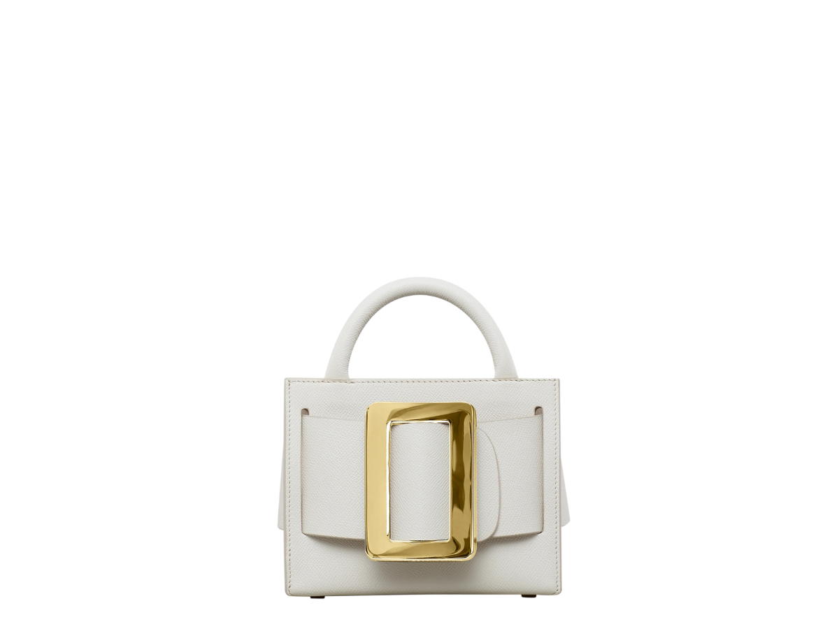Boyy Boyy Bobby 18 In Grained Calfskin Leather With Epsom Metallic Gold Buckle Blanco