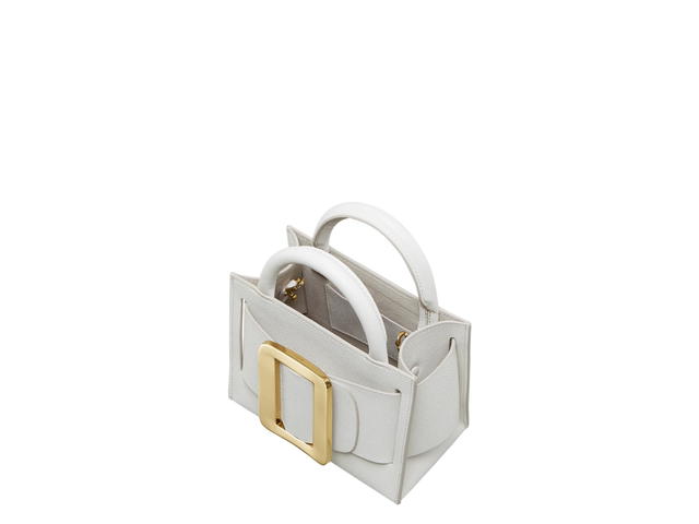 Boyy Boyy Bobby 18 In Grained Calfskin Leather With Epsom Metallic Gold Buckle Blanco - view 3
