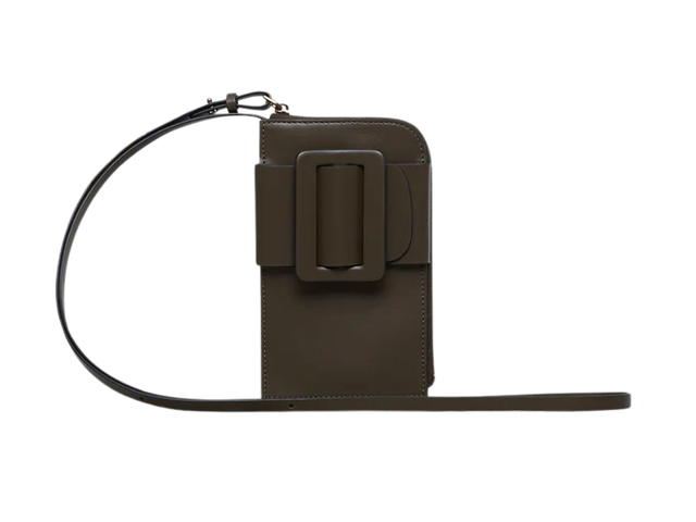 Boyy Boyy Buckle Cross Body Phone Case In Calfskin Leather Khaki Brown - view 1