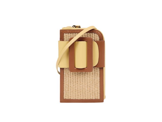 Boyy Boyy Buckle Raffia Cross Body Phone Case Brandy Polenta - view 1