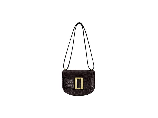 Boyy Boyy Buckle Saddle In Croc-Embossed Calfskin Leather With Metal Buckle And Leather Belt Espresso Black - view 1