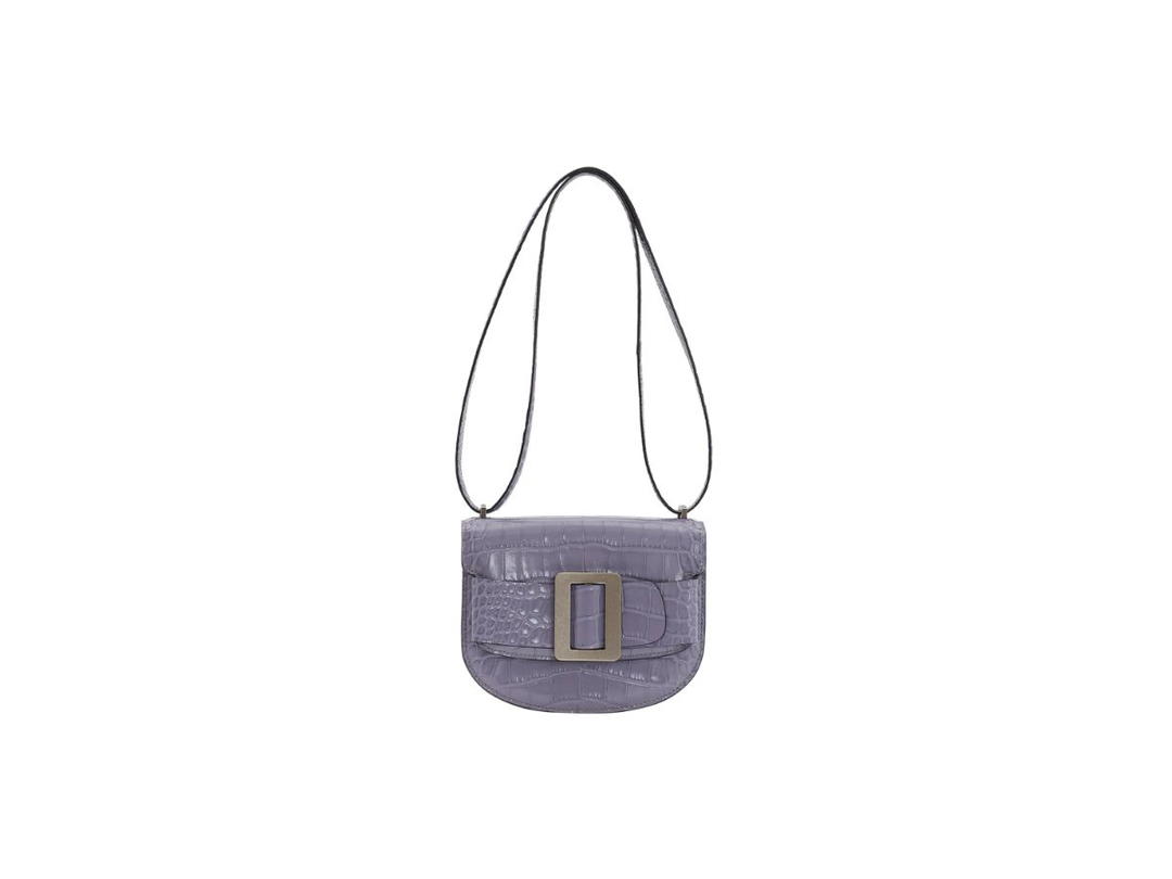 Boyy Boyy Buckle Saddle In Croc-Embossed Calfskin Leather With Metal Buckle And Leather Belt Grape