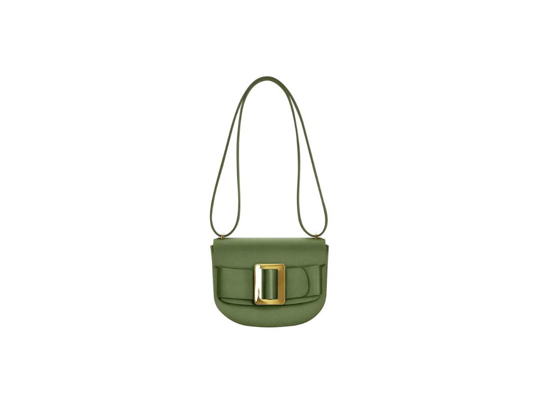 Boyy Boyy Buckle Saddle In Epsom Grained Calfskin Leather With Metal Buckle And Leather Belt Avocado