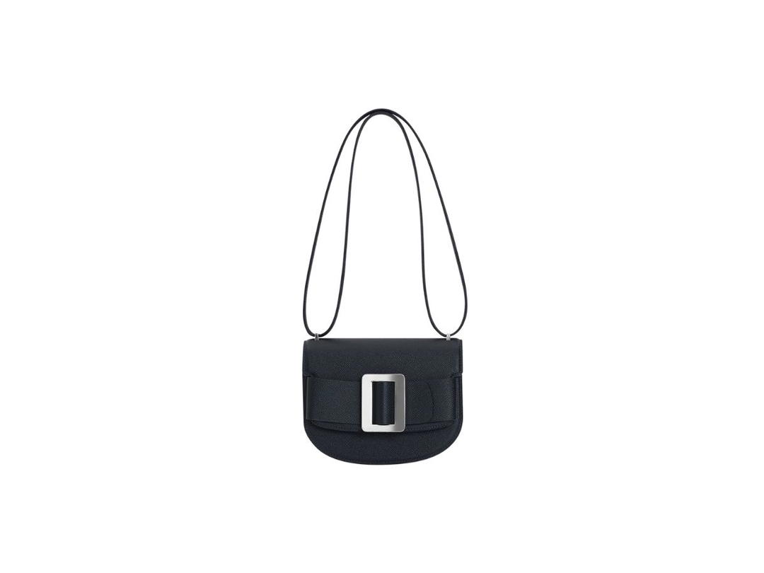 Boyy Boyy Buckle Saddle In Epsom Grained Calfskin Leather With Metal Buckle And Leather Belt Midnight