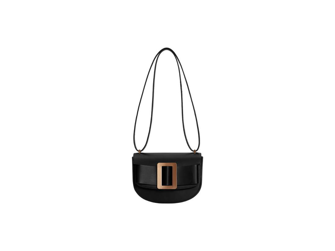 Boyy Boyy Buckle Saddle In Palmellato Calfskin Leather With Metal Buckle And Leather Belt Black