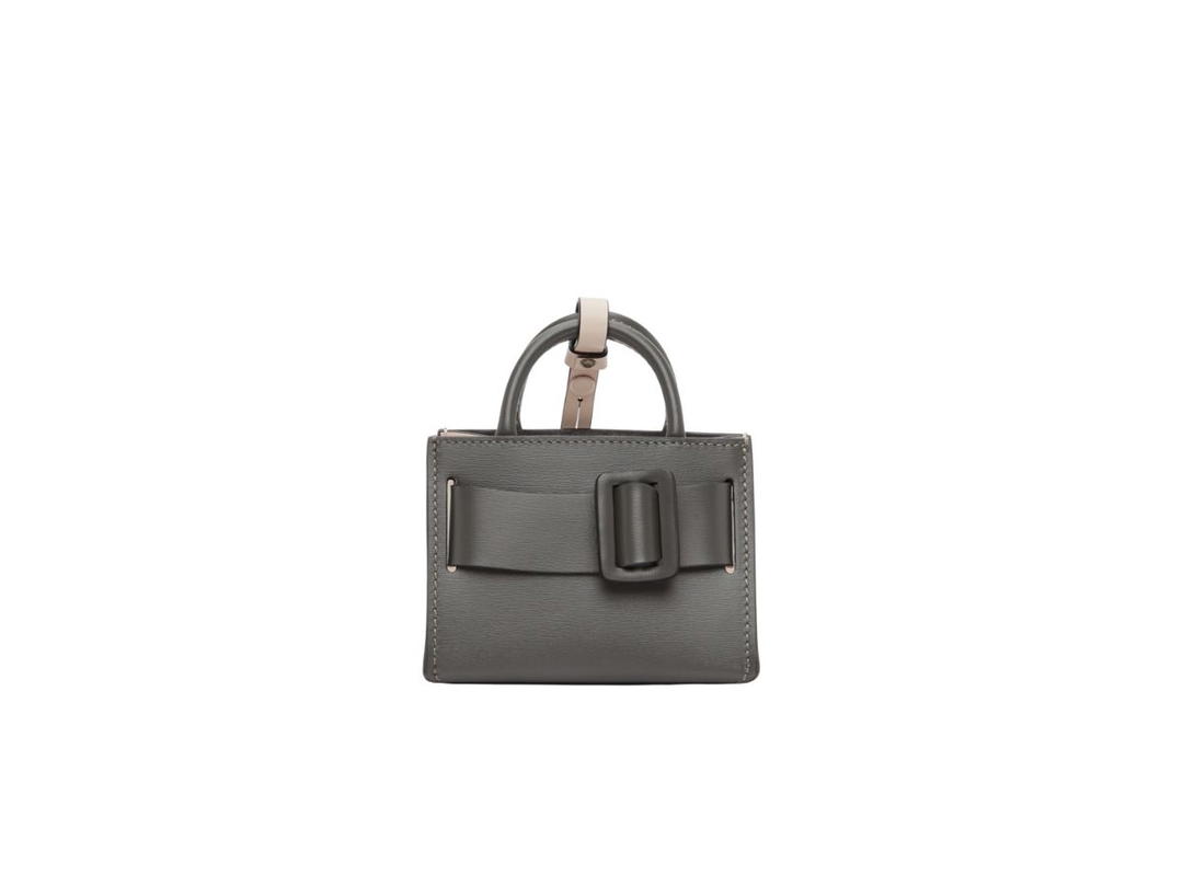 Boyy Boyy Mini Bobby Charm Bag In Structured Palmellato Calfskin Colorblocked Grey And Pink With Tonal Leather Buckle