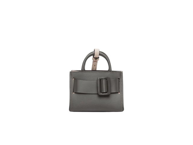 Boyy Boyy Mini Bobby Charm Bag In Structured Palmellato Calfskin Colorblocked Grey And Pink With Tonal Leather Buckle - view 1