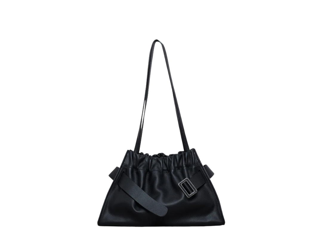 Boyy Boyy Scrunchy Satchel In Calfskin Leather Soft Metal and Leather Buckle Black
