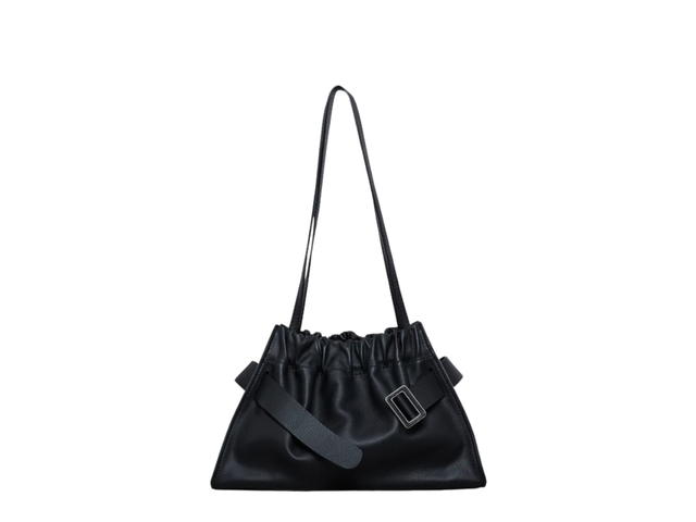 Boyy Boyy Scrunchy Satchel In Calfskin Leather Soft Metal and Leather Buckle Black - view 1