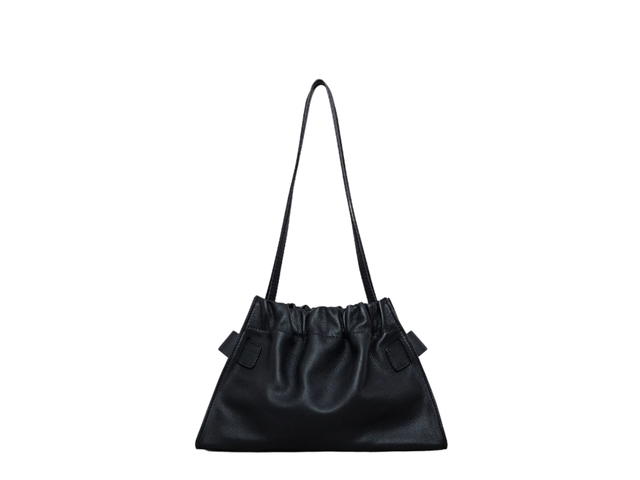 Boyy Boyy Scrunchy Satchel In Calfskin Leather Soft Metal and Leather Buckle Black - view 2