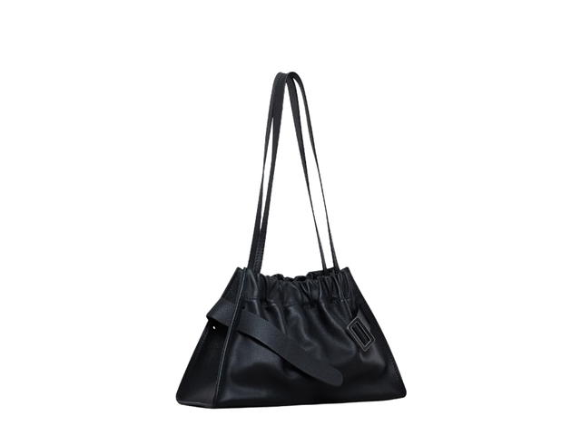 Boyy Boyy Scrunchy Satchel In Calfskin Leather Soft Metal and Leather Buckle Black - view 3