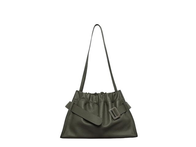 Boyy Boyy Scrunchy Satchel In Calfskin Soft Leather Bag With Metal and Leather Buckle Hojicha - view 1