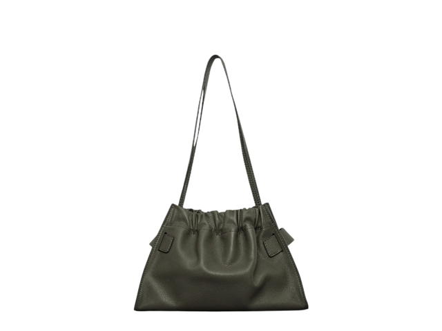 Boyy Boyy Scrunchy Satchel In Calfskin Soft Leather Bag With Metal and Leather Buckle Hojicha - view 2