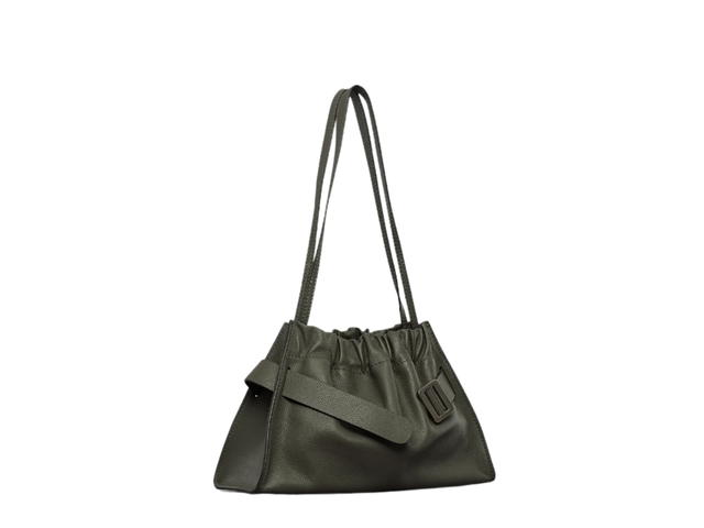 Boyy Boyy Scrunchy Satchel In Calfskin Soft Leather Bag With Metal and Leather Buckle Hojicha - view 3
