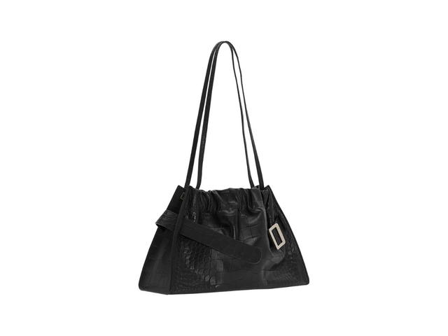 Boyy Boyy Scrunchy Satchel Soft Croc-Embossed In Calfskin Leather With Metal And Leather Buckle And Leather Belt Black - view 2