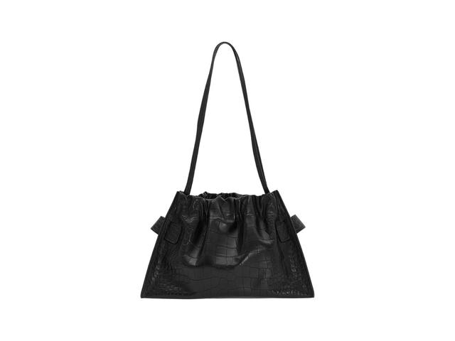 Boyy Boyy Scrunchy Satchel Soft Croc-Embossed In Calfskin Leather With Metal And Leather Buckle And Leather Belt Black - view 3