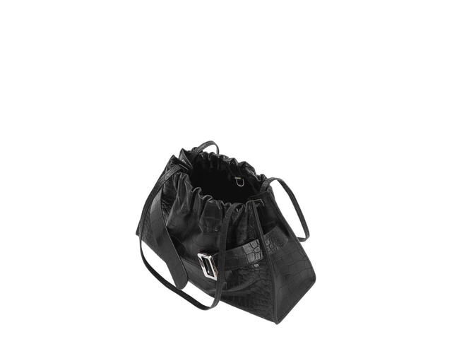 Boyy Boyy Scrunchy Satchel Soft Croc-Embossed In Calfskin Leather With Metal And Leather Buckle And Leather Belt Black - view 4