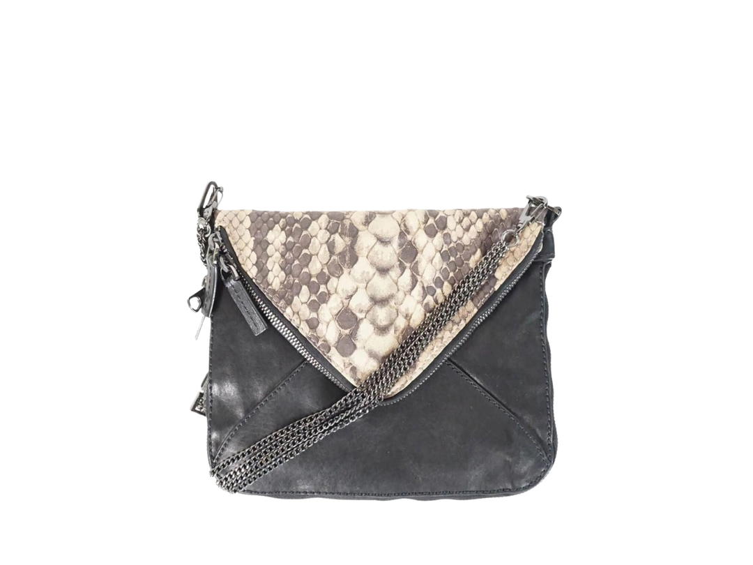Boyy Boyy Slash Bag In Python Leather With Silver Hardware Black