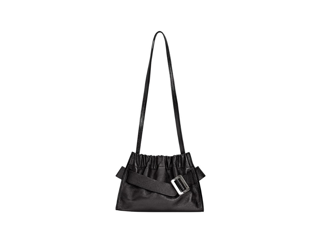 Boyy Boyy Square Scrunchy In Metallic Lambskin With Metal Hardware Metallic Black