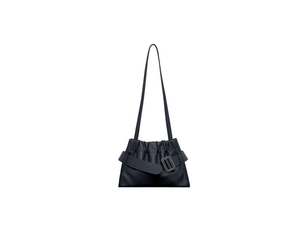 Boyy Boyy Square Scrunchy Soft In Calfskin Leather With Metal And Leather Buckle And Leather Belt Midnight