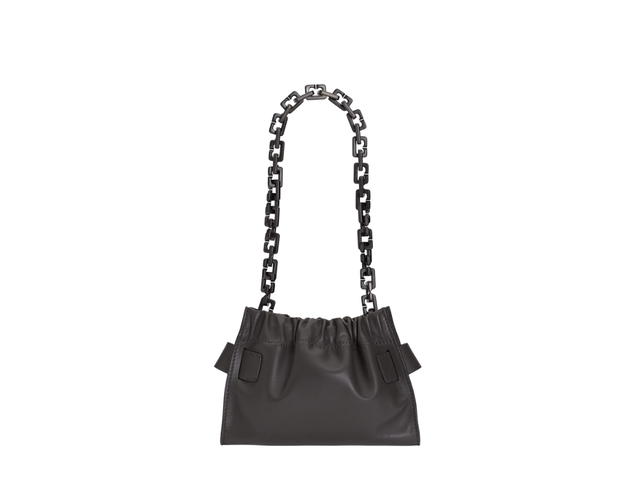 Boyy Boyy Square Scrunchy Soft Monotone B-Chain In Grain Calfskin With Monotone Buckle And Leather Belt Vintage Grey - view 3