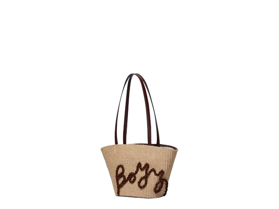 Boyy Boyy Raffia Tote 19 In Body Raffia And Calfskin Leather Oxblood