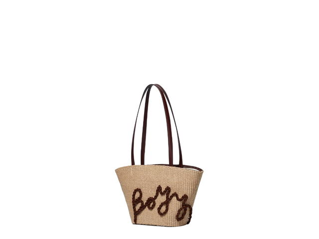 Boyy Boyy Raffia Tote 19 In Body Raffia And Calfskin Leather Oxblood - view 1