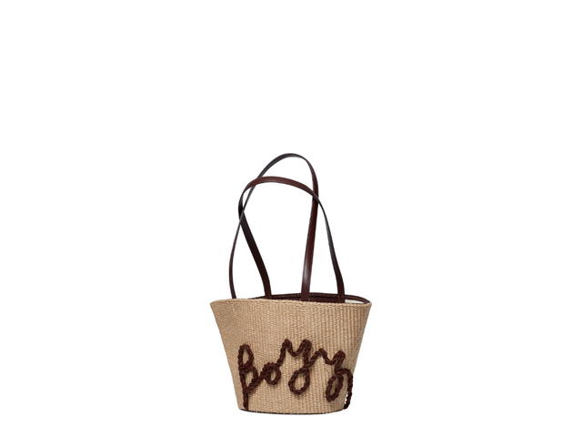 Boyy Boyy Raffia Tote 19 In Body Raffia And Calfskin Leather Oxblood - view 2
