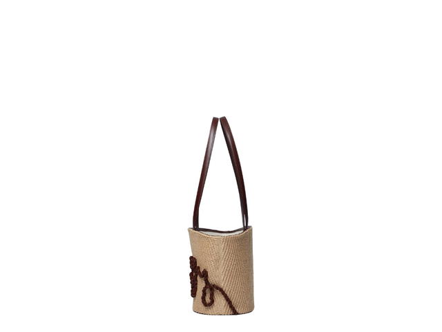 Boyy Boyy Raffia Tote 19 In Body Raffia And Calfskin Leather Oxblood - view 3