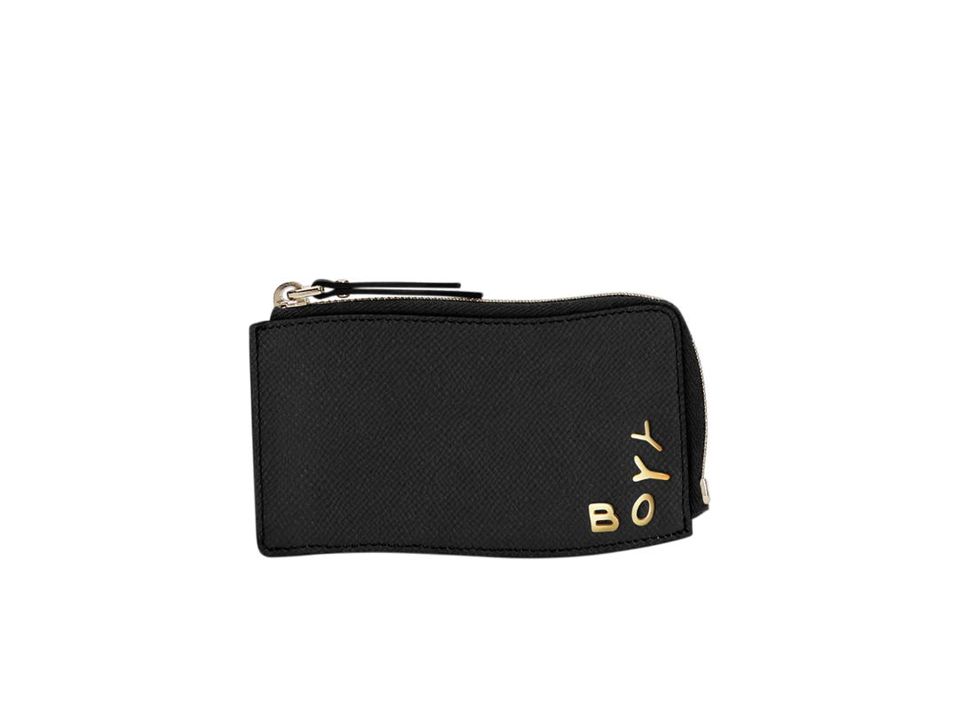 Boyy Boyy Zip Around Epsom In Grained Calfskin Leather With Shiny Branded Boyy Hardware Black