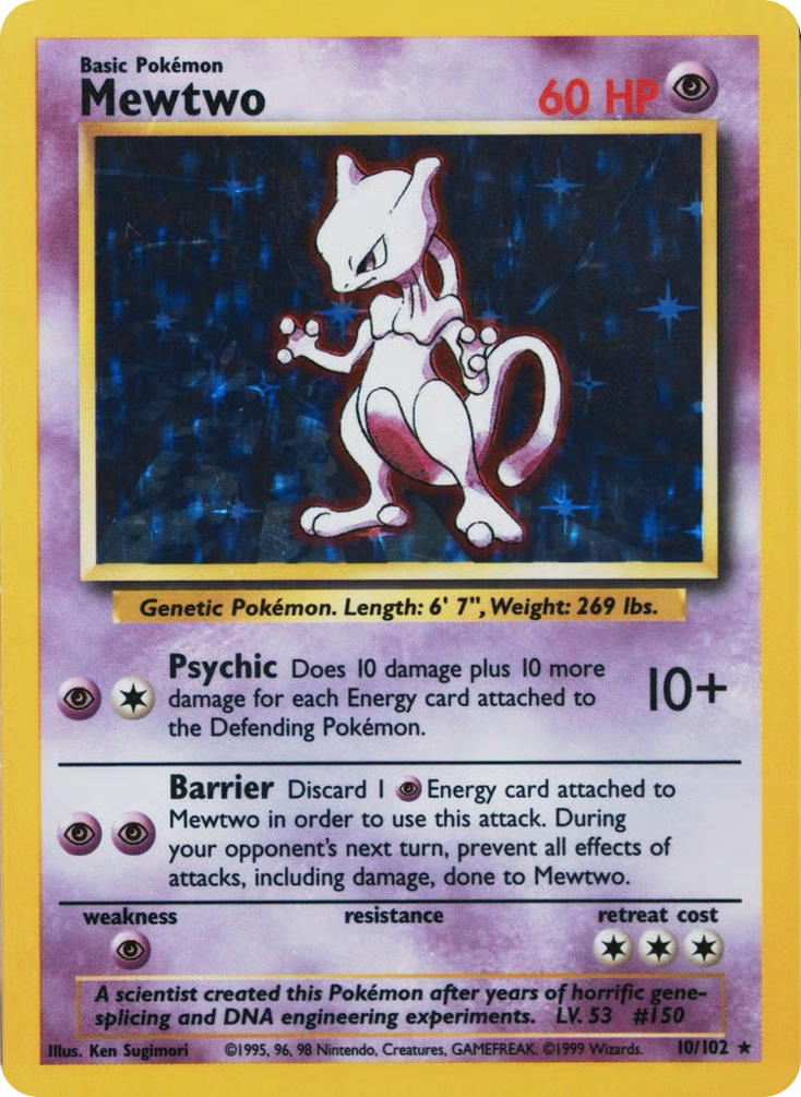 Pokemon Pokemon Mewtwo H [BS 10/102] Base "Base" [Holo] (EN)