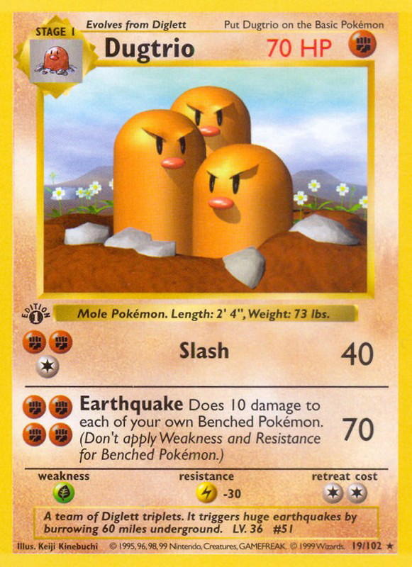 Pokemon Pokemon Dugtrio R [BS 19/102] Base "Base" [FirstEditionShadowless] (EN)