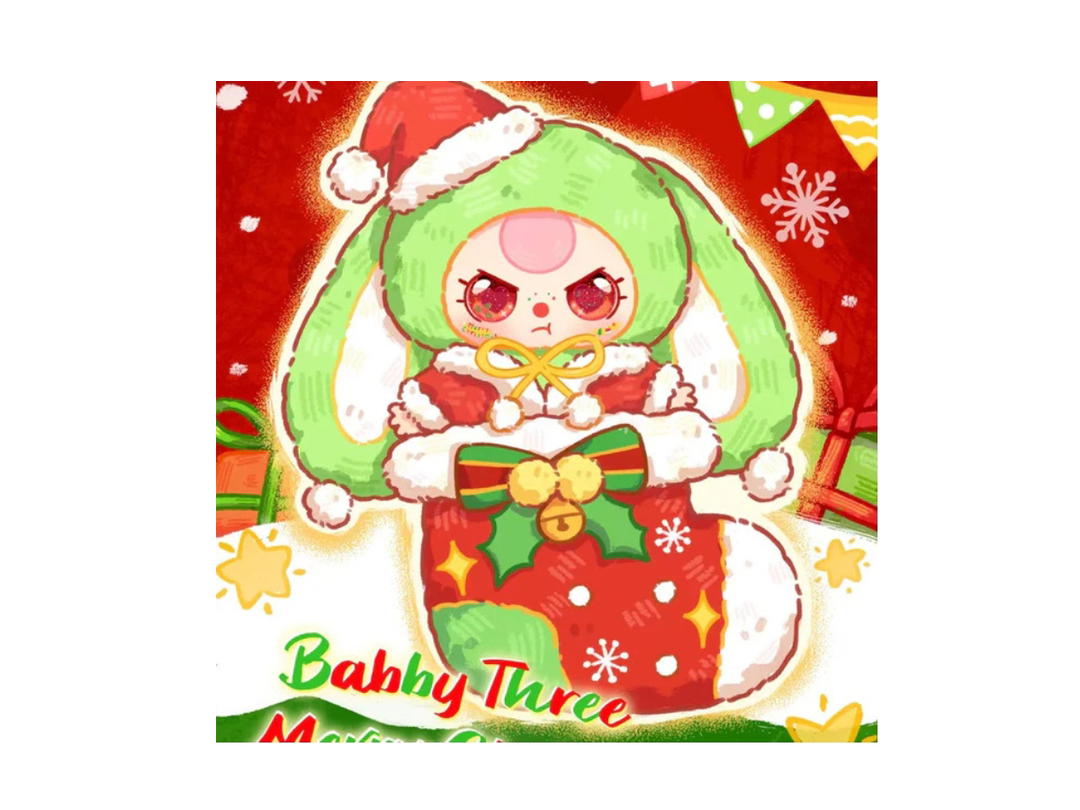 Baby Three Baby Three Christmas Bunny Hanging Card Plush Liquid Eyes