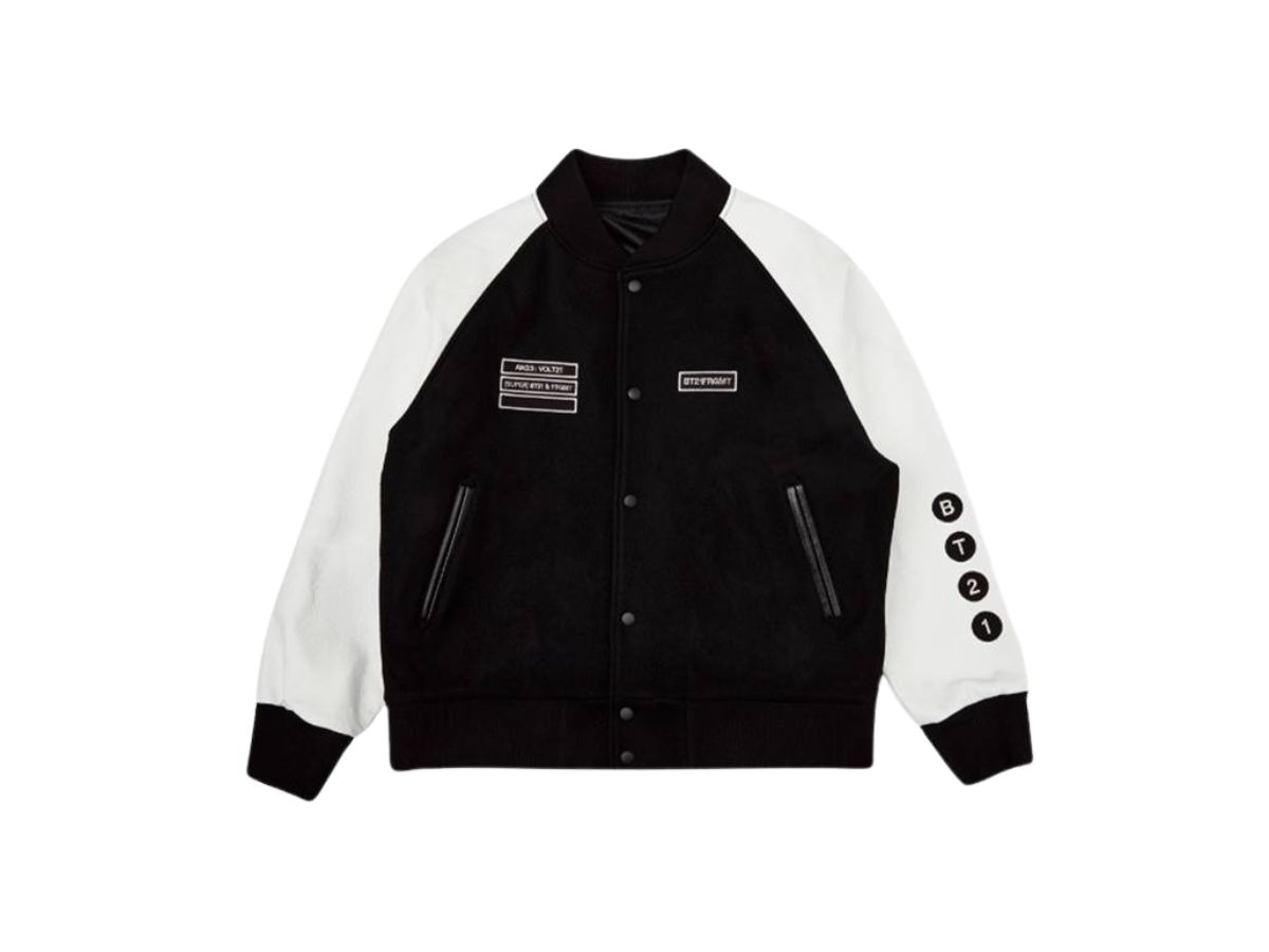 BT21 BT21 X FRAGMENT VARSITY JACKET "BLACK"